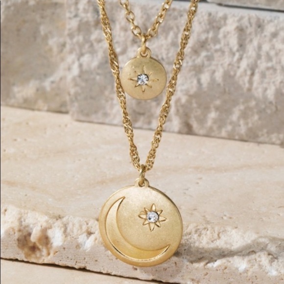 Jewelry - Celestial Moon Charm Necklace - Three Layered